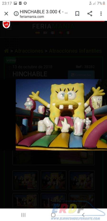 Se vende hinchable bob esponja listo para trabajar 3000 eur